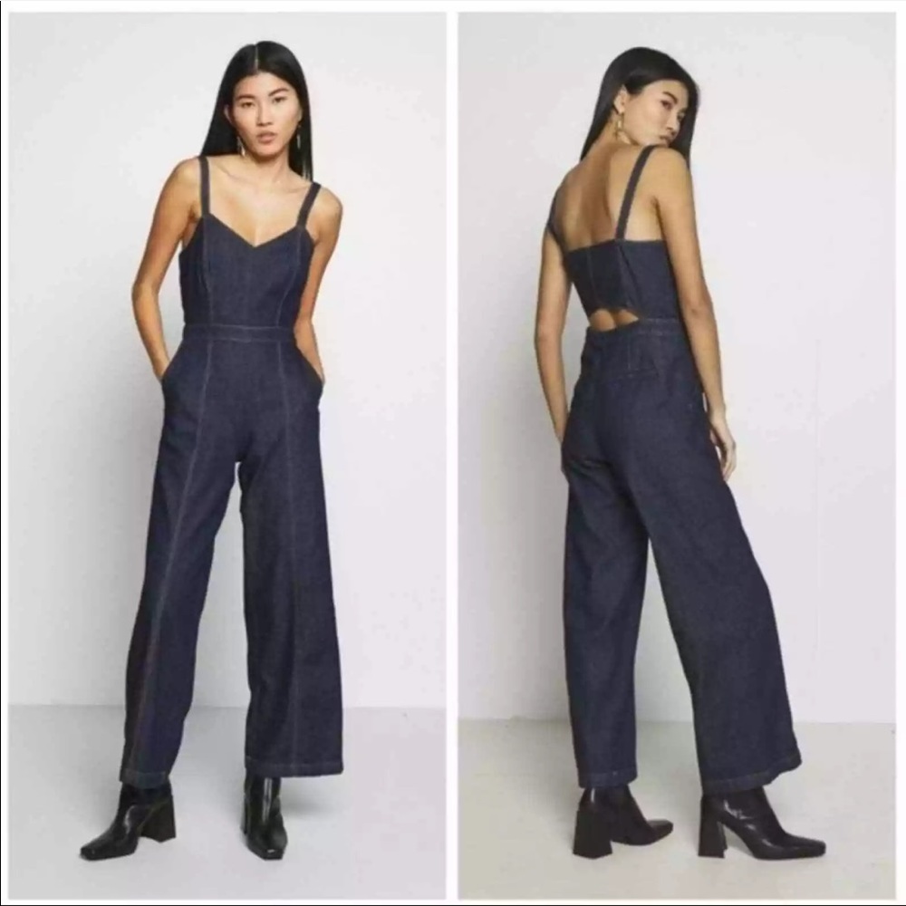 Banana Republic Sweetheart Denim Wide Leg Jumpsuit